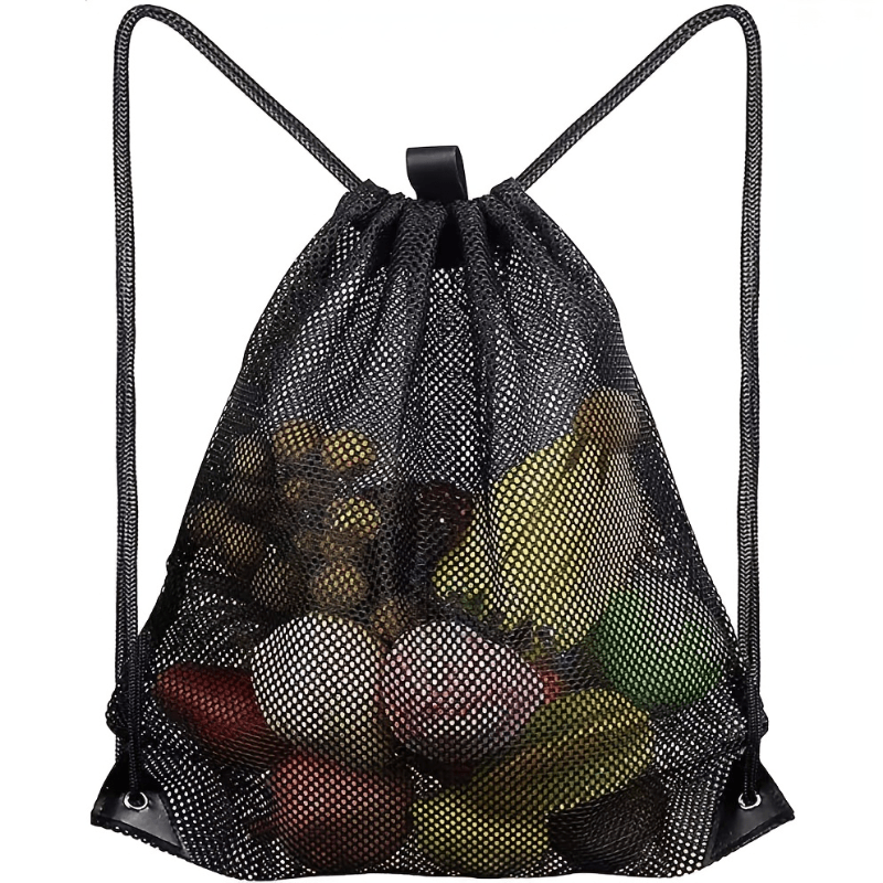 Reusable Produce Bag - Breathable Mesh Drawstring Backpack Bag Portable