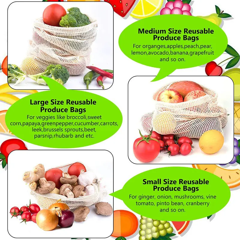 3 6 10pcs Reusable Produce Bag - огляд і ціна Reusable Produce Bag